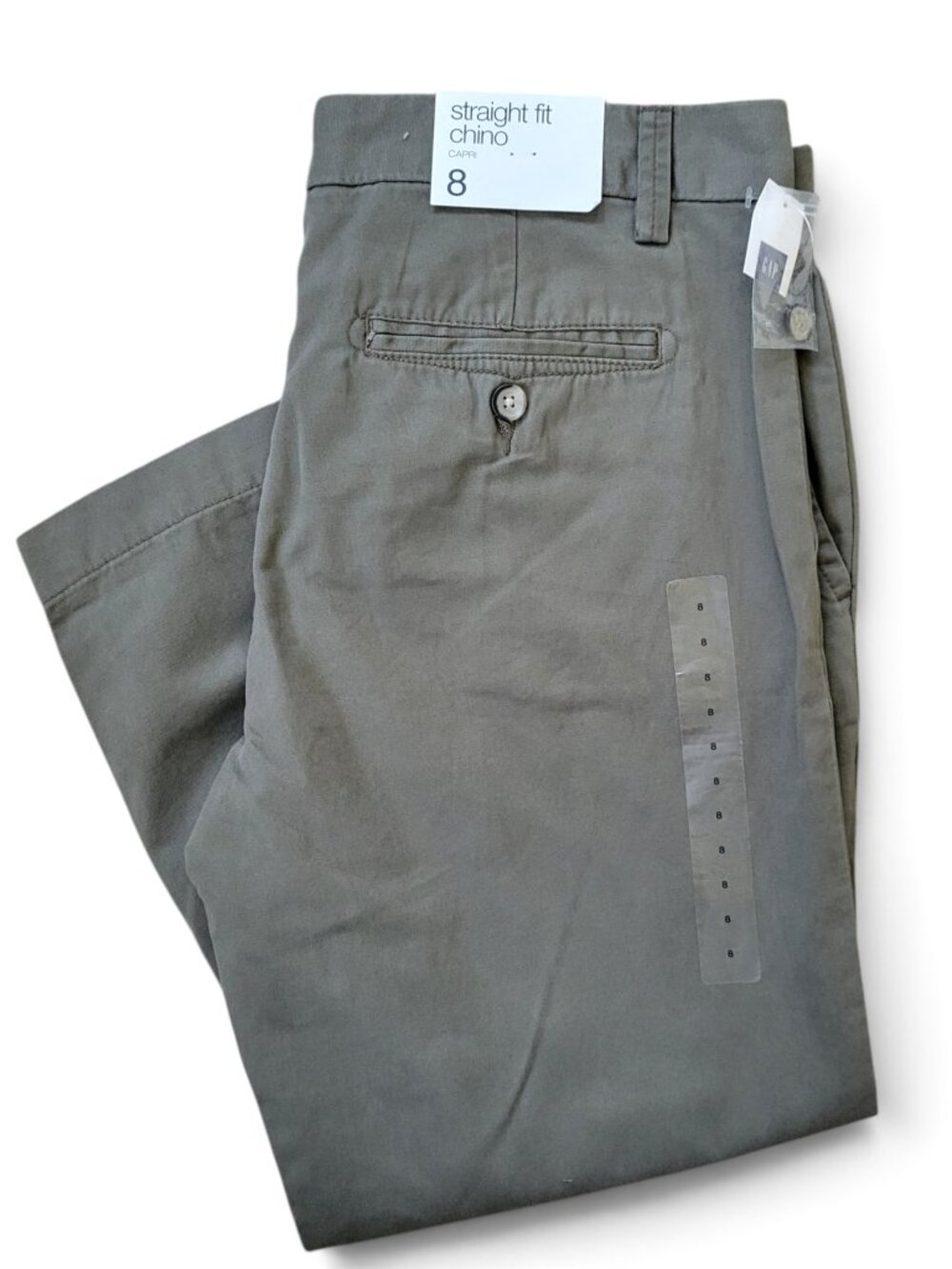 GAP Straight Fit Chino Pants in Olive Gray - Size 8
